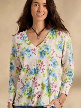 Sundance Johanna Sweater Small Cotton Floral Garden Cottage Brunch Spring